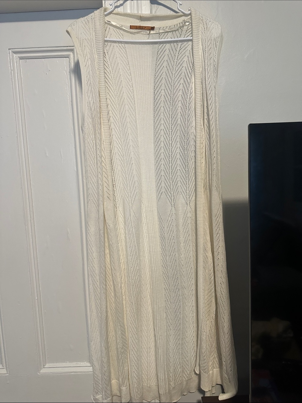 Belldini Cream Open-Knit Maxi Dress
